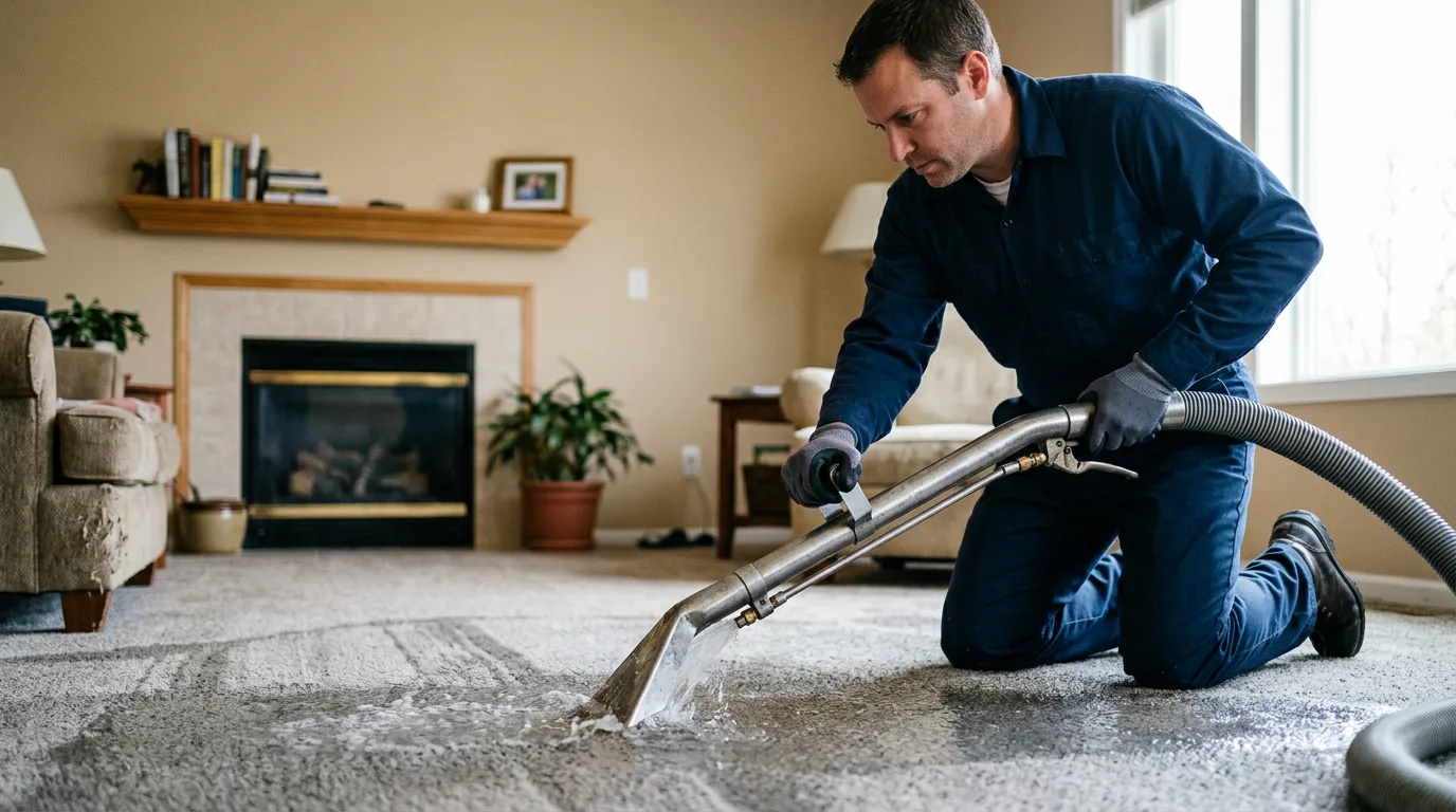 Water damage restoration technician working near Vandalia, MO